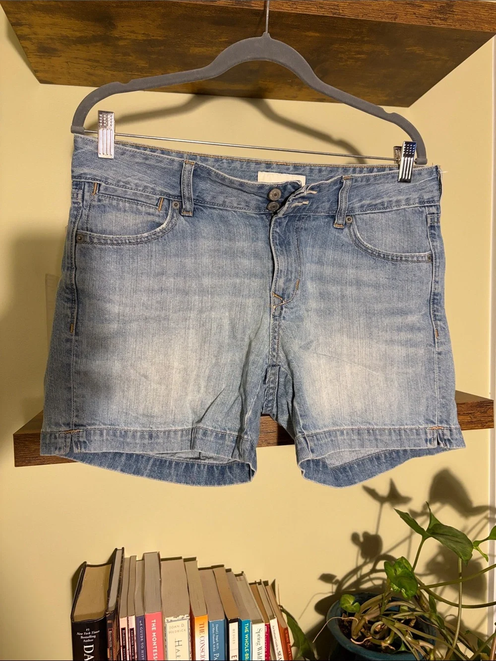 Old Navy Light Wash Mid-Rise Double-Button Denim Shorts